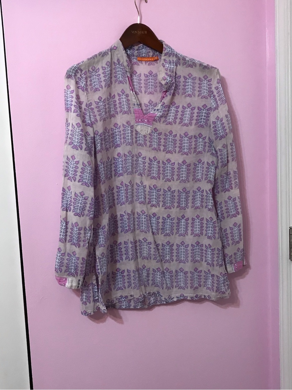 OLIPHANT Kurta Scuttle Gray 100% Cotton Tunic top size Medium